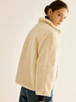 Outlet Pockets Zipper Warm Fleece Jacket Outerwear|Jackets