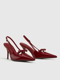 Discount Pointed Toe Bow-Decor Slingback Pumps Accessories