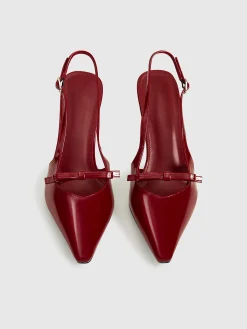 Discount Pointed Toe Bow-Decor Slingback Pumps Accessories