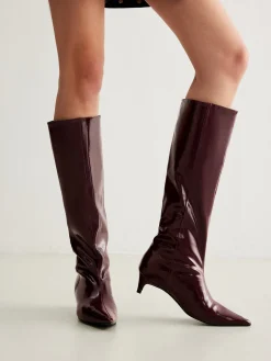 New Pointed Toe Kitten Knee High Boots Shoes|Accessories