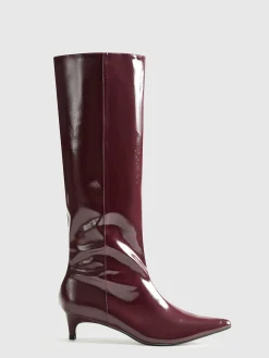 New Pointed Toe Kitten Knee High Boots Shoes|Accessories