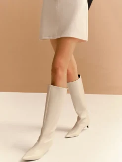 Clearance Pointed Toe Kitten Knee High Boots Shoes|Accessories