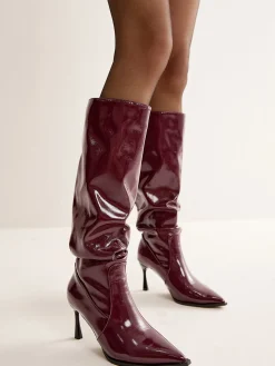 Best Pointed Toe Pleated Knee-High Boots Shoes|Accessories