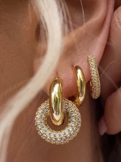 New Polished Double Hoop Earrings Earrings|Accessories
