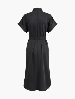 Polo Pockets Tied Midi Dress Black Dresses|Casual Dresses