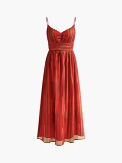 Discount Print Backless Cami Midi Dress Vacation Dresses|Summer Dresses