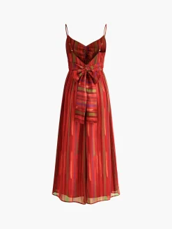 Discount Print Backless Cami Midi Dress Vacation Dresses|Summer Dresses