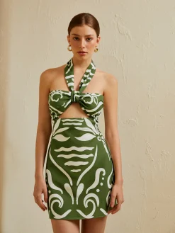 Best Print Cut Out Halter Dress Vacation Dresses|Summer Dresses