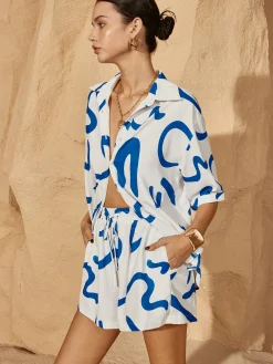 Best Print Drawstring Shift Shorts Set Shorts Sets|Shorts