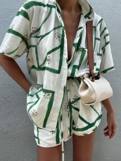 Outlet Print Drawstring Shorts Set Shorts Sets|Shorts