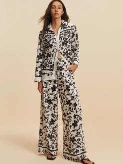 Discount Print Drawstring Wide Leg Pants Set Pants Sets|Wide Leg