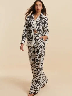 Discount Print Drawstring Wide Leg Pants Set Pants Sets|Wide Leg