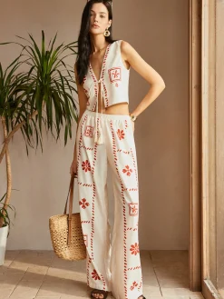 Outlet Print Knotted Tassel Pants Set Pants Sets|Matching Sets