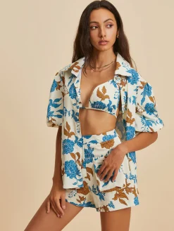 Outlet Print Lapel Pockets Shorts Set Shorts Sets|Shorts