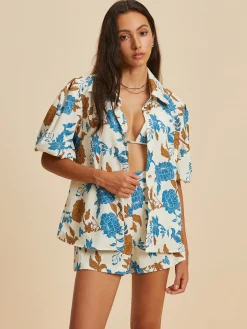 Outlet Print Lapel Pockets Shorts Set Shorts Sets|Shorts