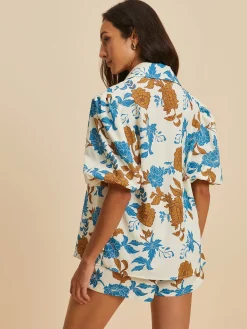 Outlet Print Lapel Pockets Shorts Set Shorts Sets|Shorts