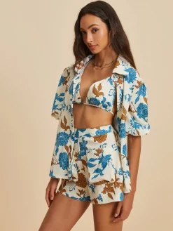 Outlet Print Lapel Pockets Shorts Set Shorts Sets|Shorts