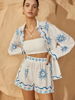 Hot Print Lapel Shorts Set Shorts Sets|Shorts