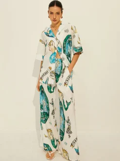 Best Print Pockets Short Sleeve Pants Set Pants Sets|Matching Sets