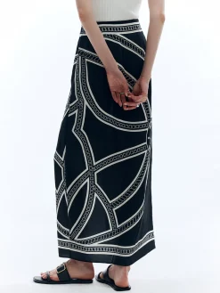 Outlet Print Split Vintage Skirt Skirts|Bottoms
