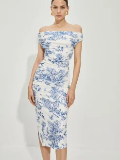 Print Straight Neck Split Dress Vacation Dresses|Summer Dresses