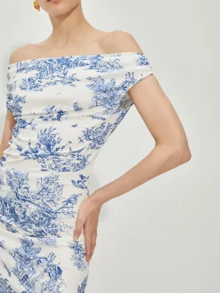 Print Straight Neck Split Dress Vacation Dresses|Summer Dresses