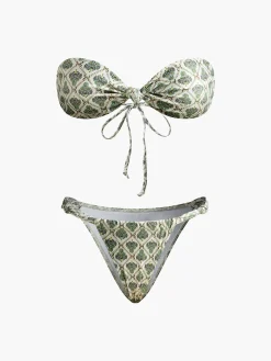 Print Strapless Bikini Set Swimwear|Tops
