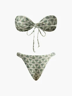 Print Strapless Bikini Set Swimwear|Tops
