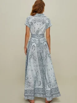 Hot Print Turndown Collar Pockets Skirt Set Skirt Sets|Long Sleeve Sets