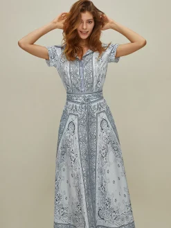 Hot Print Turndown Collar Pockets Skirt Set Skirt Sets|Long Sleeve Sets