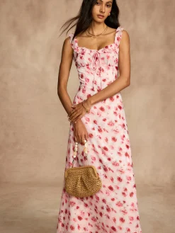New Printed Backless Tie Flowy Dress Vacation Dresses|Summer Dresses