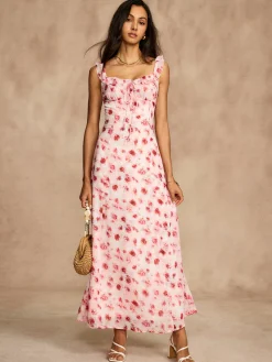 New Printed Backless Tie Flowy Dress Vacation Dresses|Summer Dresses
