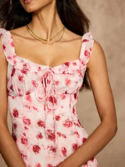 New Printed Backless Tie Flowy Dress Vacation Dresses|Summer Dresses