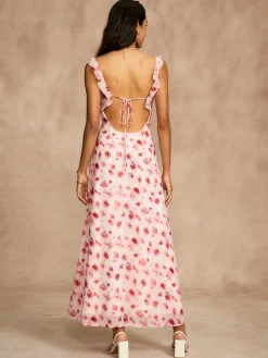 New Printed Backless Tie Flowy Dress Vacation Dresses|Summer Dresses