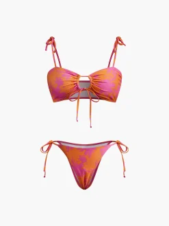 Clearance Printed Circle Cutout Bikini Set Swimwear|Tops