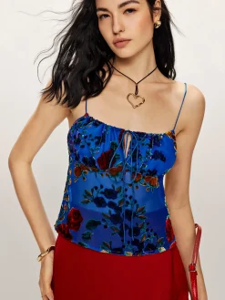 Sale Printed Lace Up Cami Top Tank Tops & Camis|Matching Sets