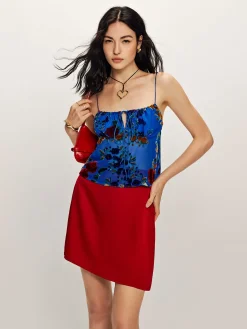 Sale Printed Lace Up Cami Top Tank Tops & Camis|Matching Sets