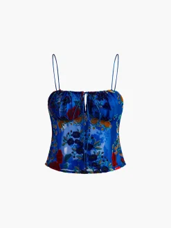 Sale Printed Lace Up Cami Top Tank Tops & Camis|Matching Sets