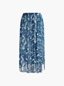 Hot Printed Mesh Split Cover Up Skirt Swimwear|Tops