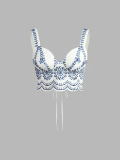 Online Printed Sleeveless Tie Back Skirt Set Skirt Sets|Long Sleeve Sets