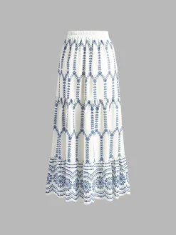 Online Printed Sleeveless Tie Back Skirt Set Skirt Sets|Long Sleeve Sets
