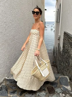 Printed Spaghetti Strap Long Dress Vacation Dresses|Summer Dresses
