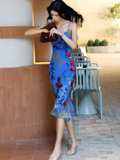 Hot Printed Spaghetti Strap Midi Dress Casual Dresses|Summer Dresses