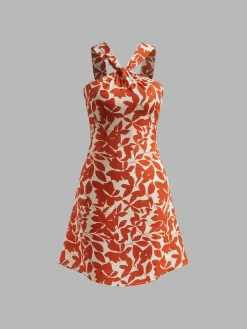 Online Printed Strap Short Dress Vacation Dresses|Summer Dresses