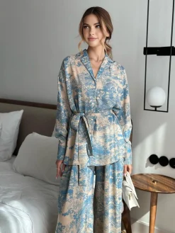 Clearance Printed Tie Up Pants Set Pants Sets|Matching Sets