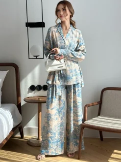 Clearance Printed Tie Up Pants Set Pants Sets|Matching Sets