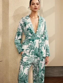 Best Printed V-Neck Pants Set Pants Sets|Matching Sets