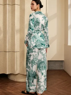 Best Printed V-Neck Pants Set Pants Sets|Matching Sets