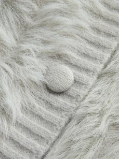 Outlet PU-Collar High Stretch Fuzzy Cardigan Cardigans|Sweaters & Cardigans