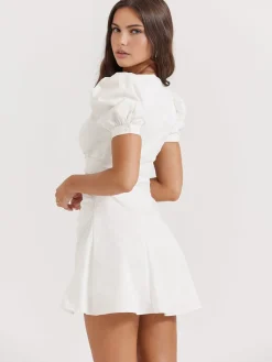 Online Puff Sleeve Short Shirt Dress Casual Dresses|Vacation Dresses